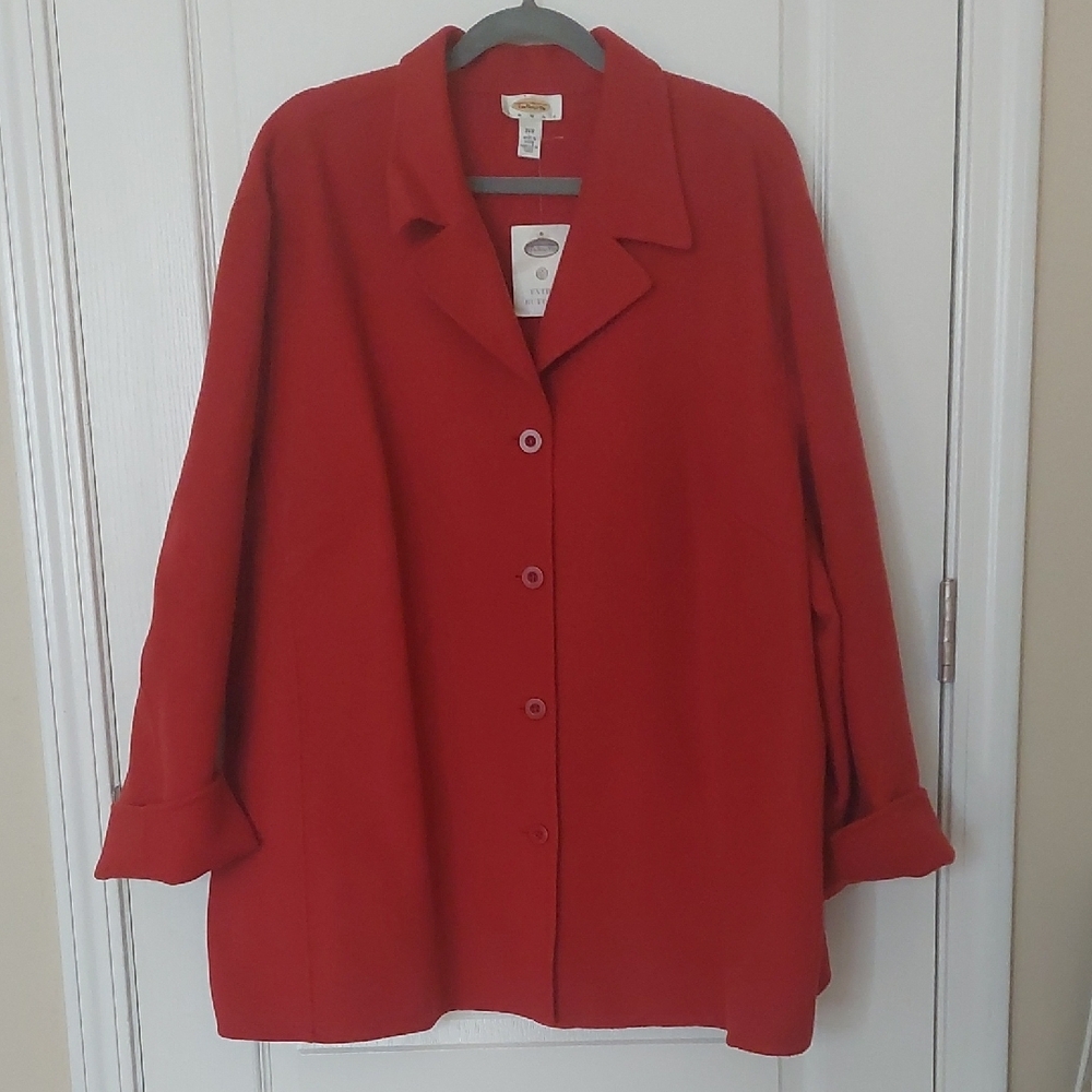 NWT Talbots 24W 100% Wool Vibrant Rose Red Coat Jacket